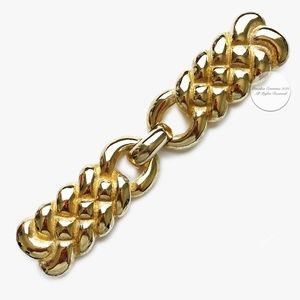 Accessocraft NYC Belt Buckle Large Gold Metal Braid 8in Long Vintage 80s